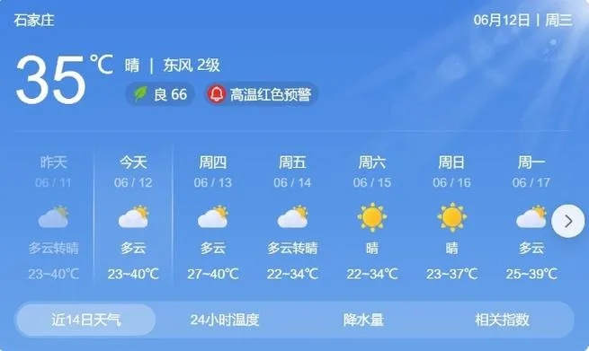 今日天气预报24小时（石家庄今日天气预报24小时）